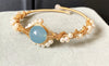 Exquisite Handcrafted 14K Gold Bracelet with Sapphire & Pearl