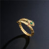 Golden Serpent Ring: Adjustable, Shiny CZ, Wedding Gift.