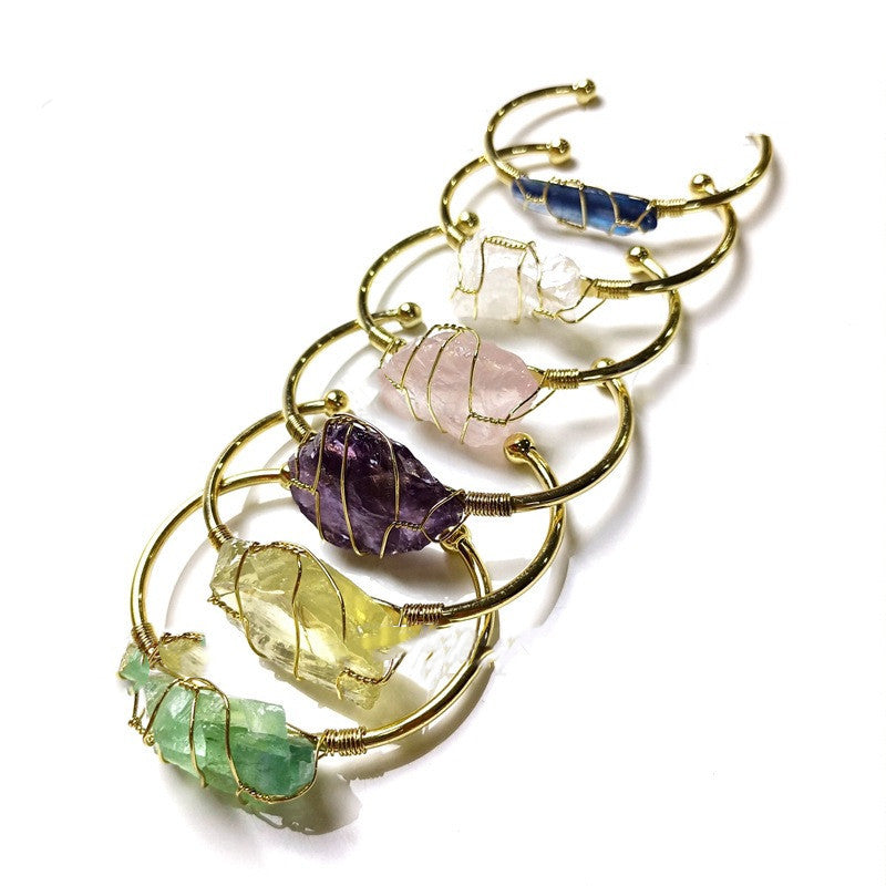 Radiant Raw Crystal Bracelet: Nature's Golden Brilliance