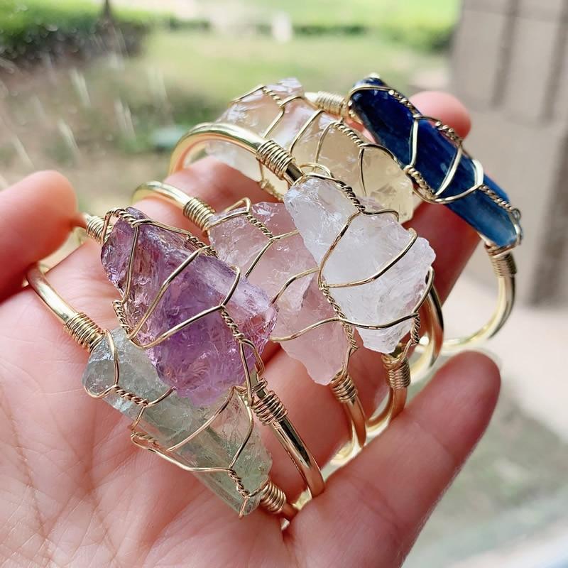 Radiant Raw Crystal Bracelet: Nature's Golden Brilliance